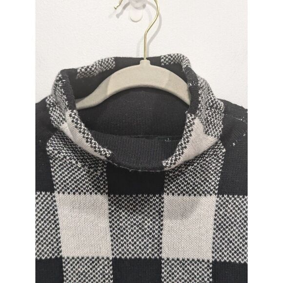 Lauren Ralph Lauren Black & White Buffalo Check Fringe Cowl Neck Sweater, XS - Picture 4 of 11